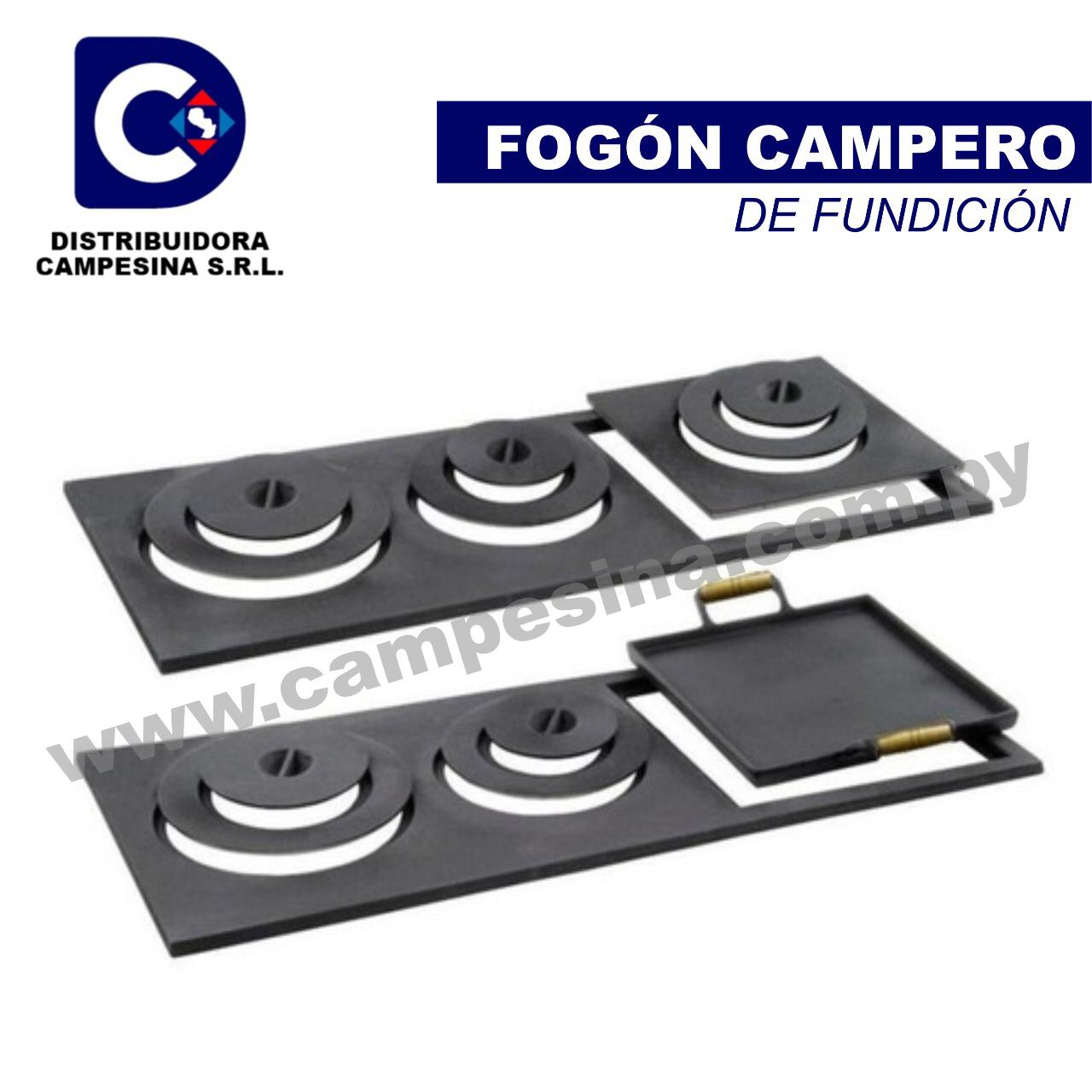 FOGON CAMPERO DE FUNDICION 2 EN 1 DE 3 HORNALLAS Y PLANCHA