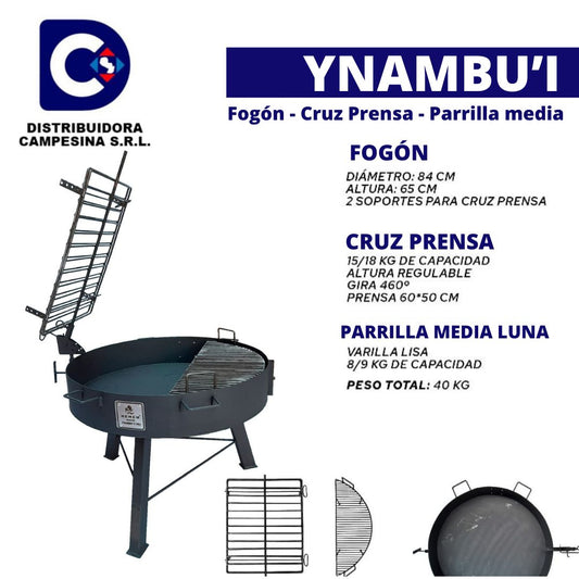 YNAMBU'I FOGON +CRUZ PRENSA + PARRILLA MEDIA 3 EN 1