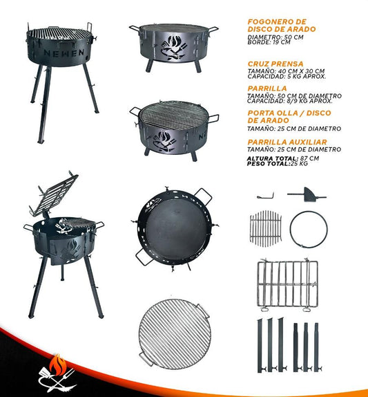 FOGATERO O PARRILLA MULTIUSO 50 CM