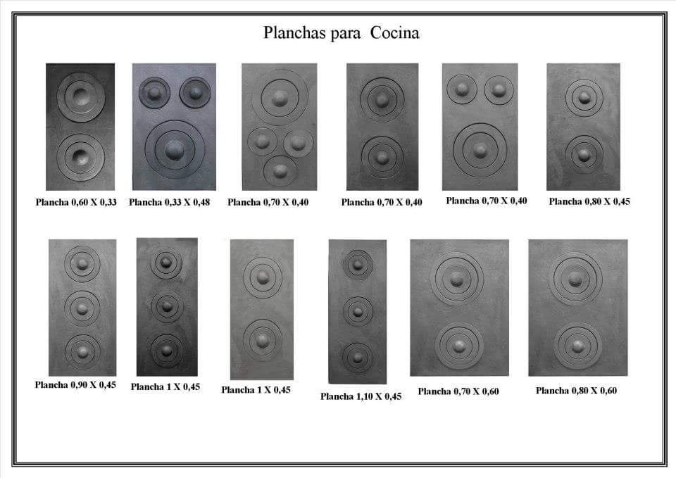 PLANCHAS PARA COCINA A FOGON DE HIERRO FUNDIDO 48X33 CM - 3 HORNALLAS