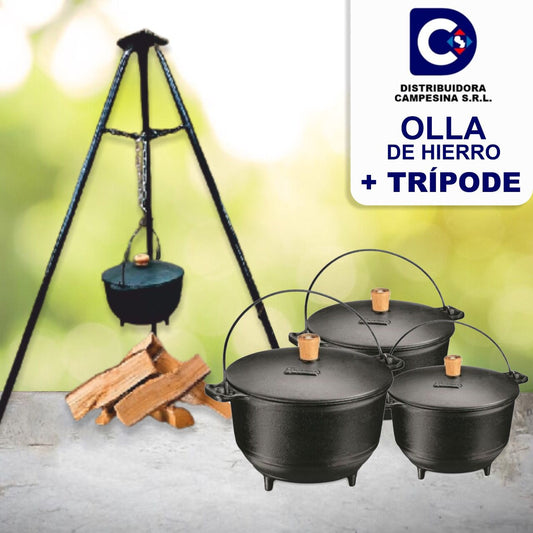 olla de hierro + tripode